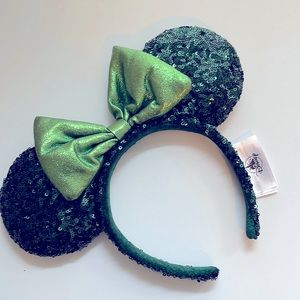 Disney Minnie Mouse Emerald Green Sequins Ears Headband